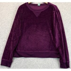 Honeydew Sweatshirt Womens Plum Purple Plush Velour Crewneck Long Sleeve L